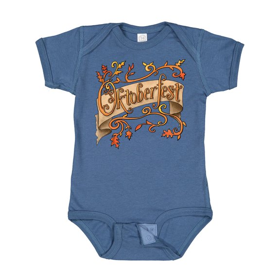 Inktastic Oktoberfest Banner with Orange Autumn Leaves Boys or Girls Baby Bodysuit