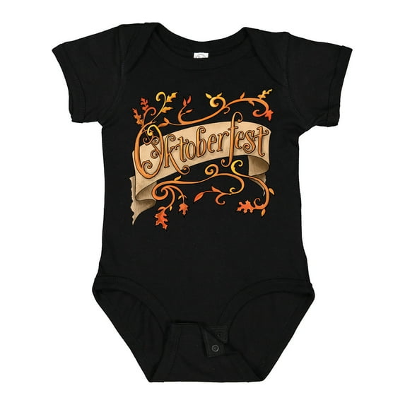 Inktastic Oktoberfest Banner with Orange Autumn Leaves Boys or Girls Baby Bodysuit