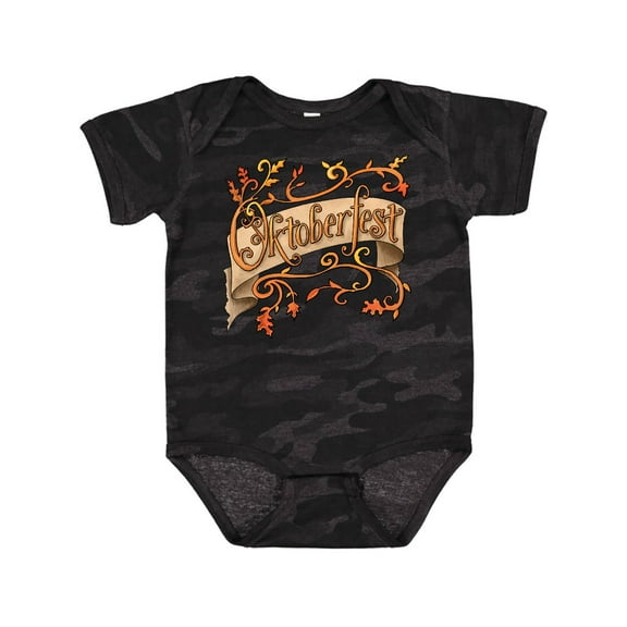 Inktastic Oktoberfest Banner with Orange Autumn Leaves Boys or Girls Baby Bodysuit