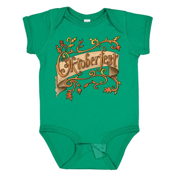 Inktastic Oktoberfest Banner with Orange Autumn Leaves Boys or Girls Baby Bodysuit