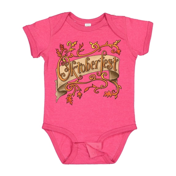 Inktastic Oktoberfest Banner with Orange Autumn Leaves Boys or Girls Baby Bodysuit