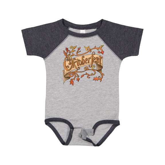 Inktastic Oktoberfest Banner with Orange Autumn Leaves Boys or Girls Baby Bodysuit