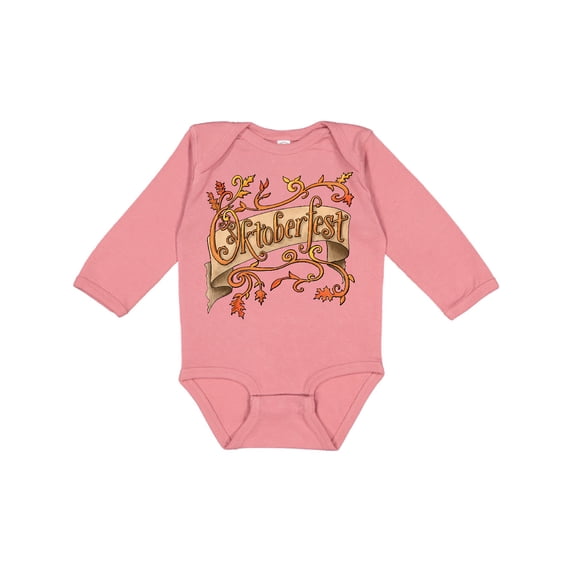 Inktastic Oktoberfest Banner with Orange Autumn Leaves Boys or Girls Long Sleeve Baby Bodysuit