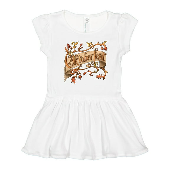 Inktastic Oktoberfest Banner with Orange Autumn Leaves Girls Toddler Dress