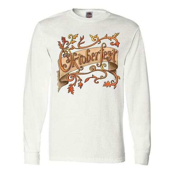 Inktastic Oktoberfest Banner with Orange Autumn Leaves Long Sleeve T-Shirt