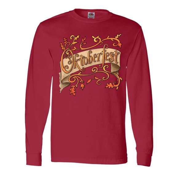 Inktastic Oktoberfest Banner with Orange Autumn Leaves Long Sleeve T-Shirt