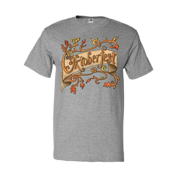 Inktastic Oktoberfest Banner with Orange Autumn Leaves T-Shirt