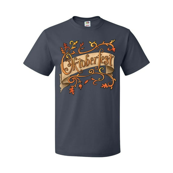 Inktastic Oktoberfest Banner with Orange Autumn Leaves T-Shirt