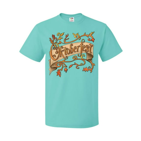 Inktastic Oktoberfest Banner with Orange Autumn Leaves T-Shirt