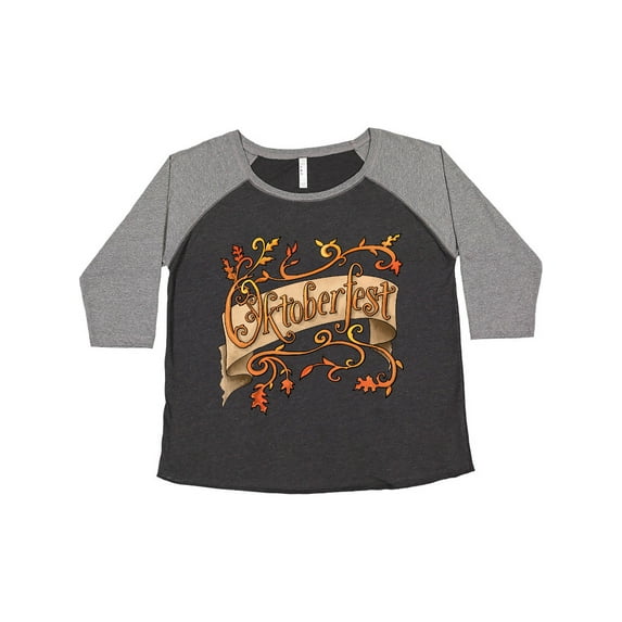 Inktastic Oktoberfest Banner with Orange Autumn Leaves Women's Plus Size T-Shirt