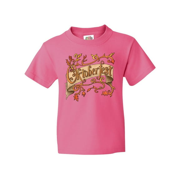 Inktastic Oktoberfest Banner with Orange Autumn Leaves Youth T-Shirt
