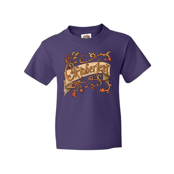 Inktastic Oktoberfest Banner with Orange Autumn Leaves Youth T-Shirt