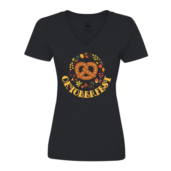 Inktastic Oktoberfest Fall Festival Pretzel Women's V-Neck T-Shirt