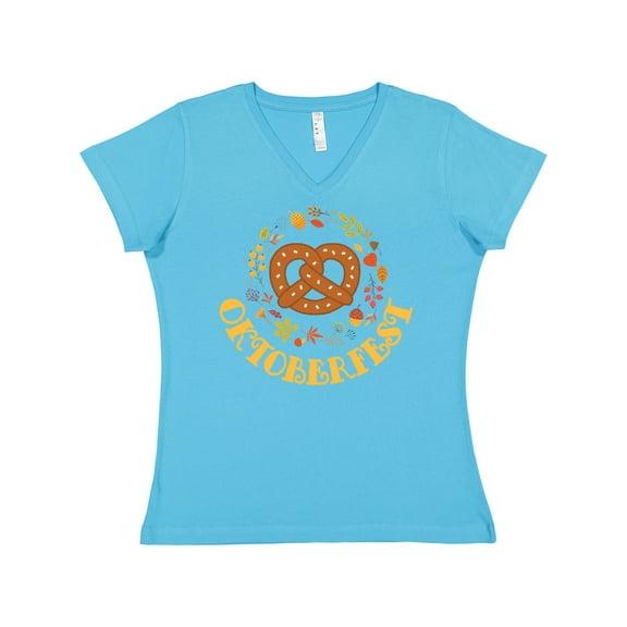 Inktastic Oktoberfest Fall Festival Pretzel Women's V-Neck T-Shirt