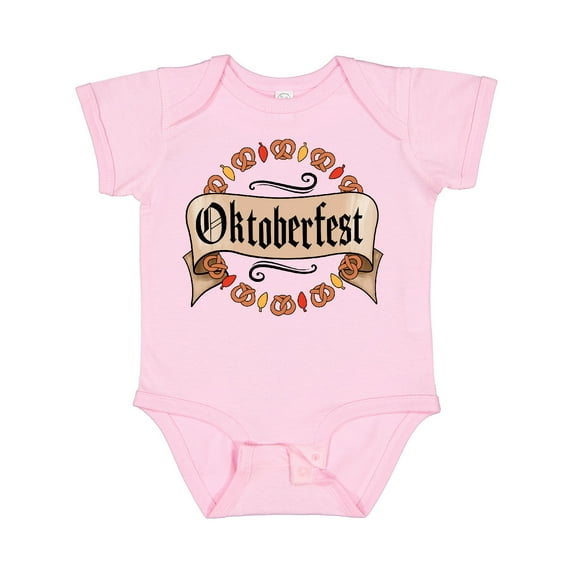 Inktastic Oktoberfest Pretzels and Leaves Boys or Girls Baby Bodysuit