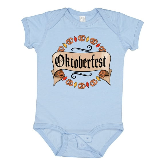 Inktastic Oktoberfest Pretzels and Leaves Boys or Girls Baby Bodysuit
