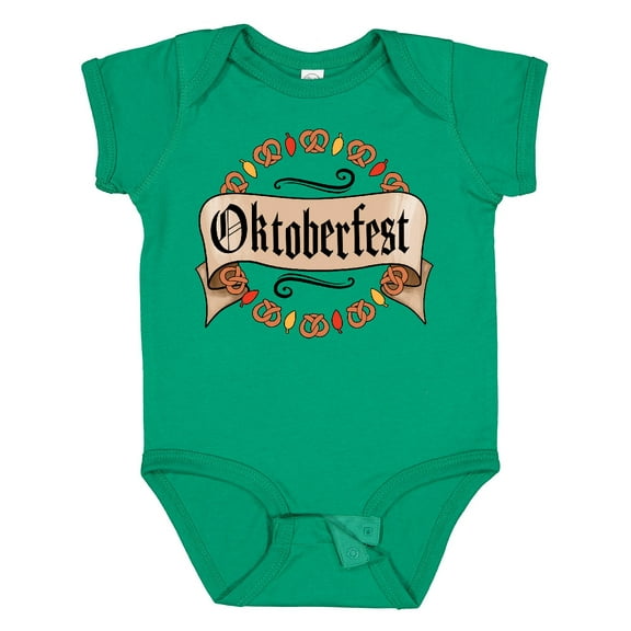 Inktastic Oktoberfest Pretzels and Leaves Boys or Girls Baby Bodysuit