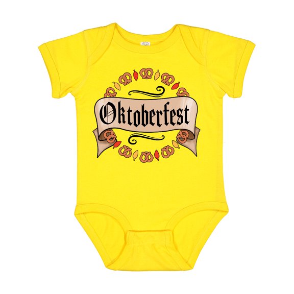 Inktastic Oktoberfest Pretzels and Leaves Boys or Girls Baby Bodysuit