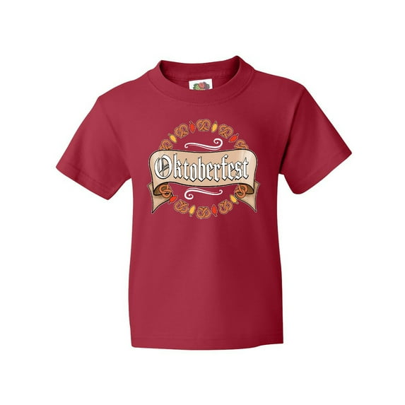 Inktastic Oktoberfest Pretzels and Leaves Youth T-Shirt
