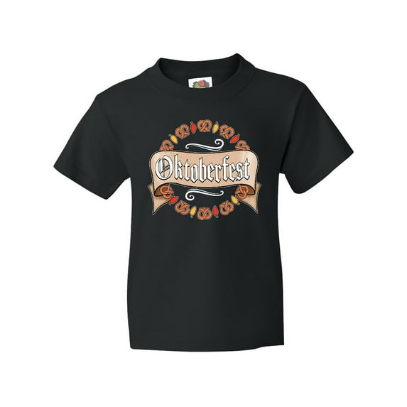 Inktastic Oktoberfest Pretzels and Leaves Youth T-Shirt