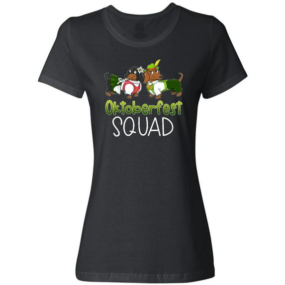 Inktastic Oktoberfest Squad- Cute Dachshunds in German Costumes Women's T-Shirt