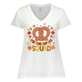 thumbnail image 1 of Inktastic Oktoberfest Squad Fall Leaves Pretzel Women's Plus Size V-Neck T-Shirt, 1 of 5