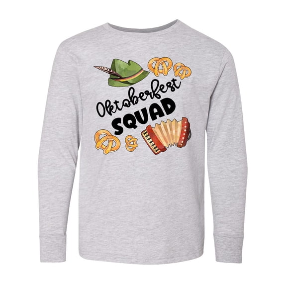 Inktastic Oktoberfest Squad Hat, Accordion, Pretzels Long Sleeve Youth T-Shirt
