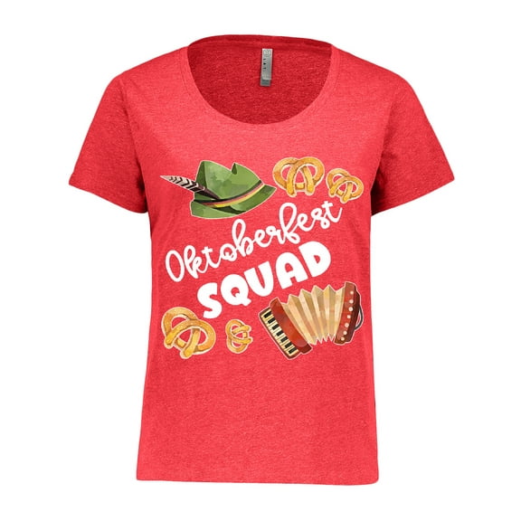 Inktastic Oktoberfest Squad Hat, Accordion, Pretzels Women's Plus Size T-Shirt