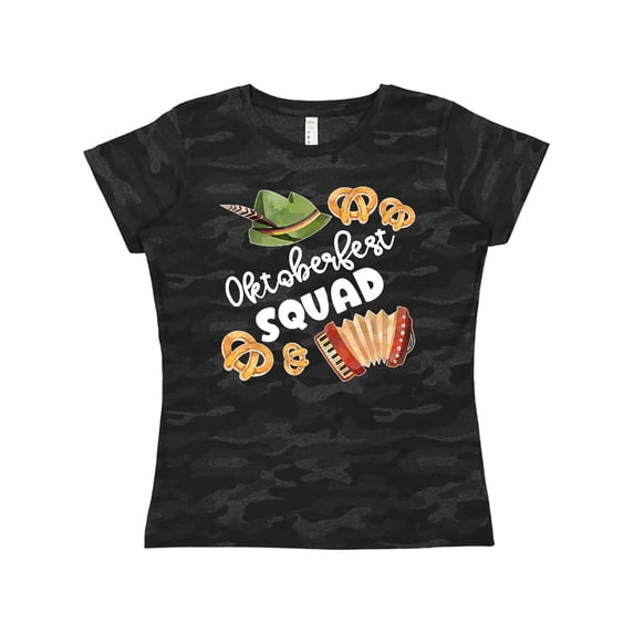 Inktastic Oktoberfest Squad Hat, Accordion, Pretzels Women's T-Shirt