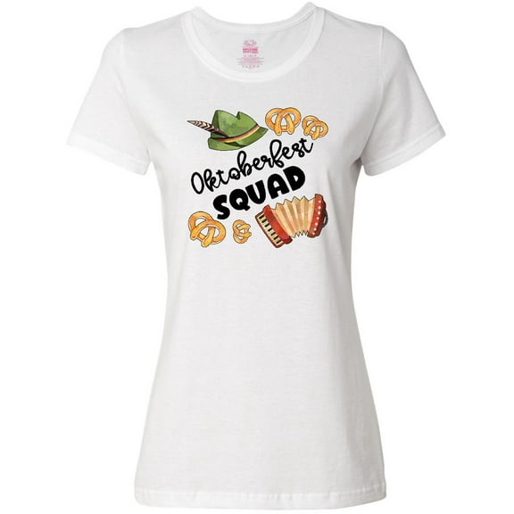 Inktastic Oktoberfest Squad Hat, Accordion, Pretzels Women's T-Shirt