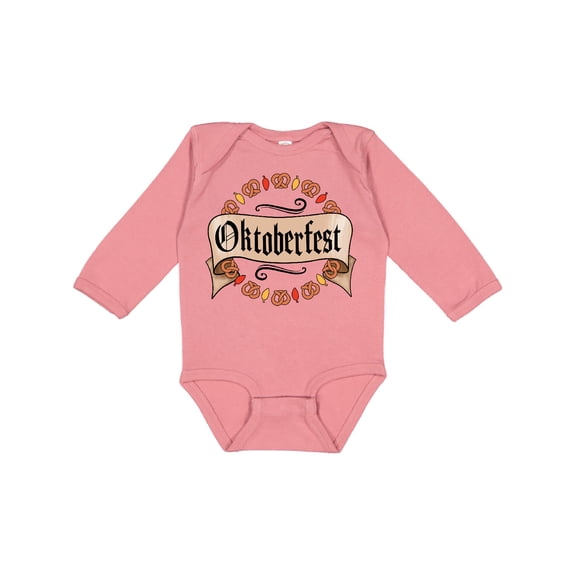 Inktastic Oktoberfest pretzels and leaves Boys or Girls Long Sleeve Baby Bodysuit