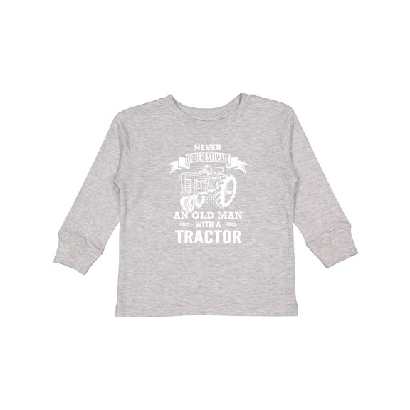Inktastic Old Man Tractor Boys Long Sleeve Toddler T-Shirt