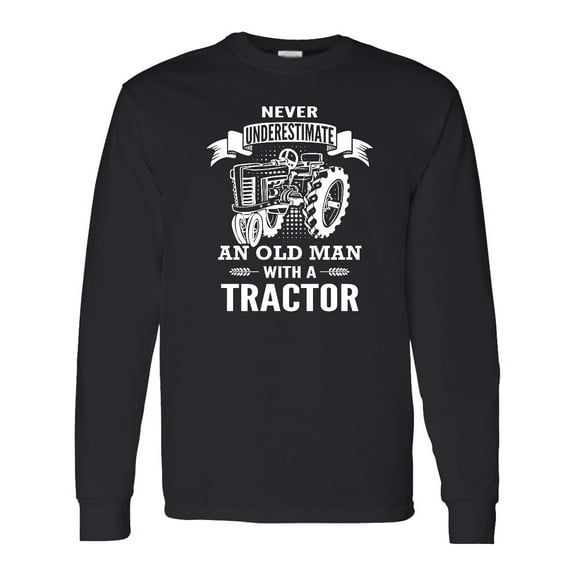 Inktastic Old Man Tractor Long Sleeve T-Shirt