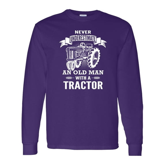 Inktastic Old Man Tractor Long Sleeve T-Shirt