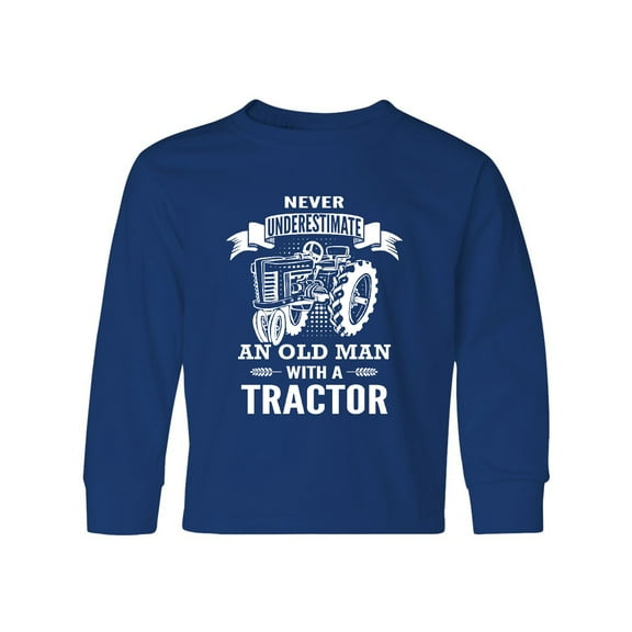 Inktastic Old Man Tractor Long Sleeve Youth T-Shirt