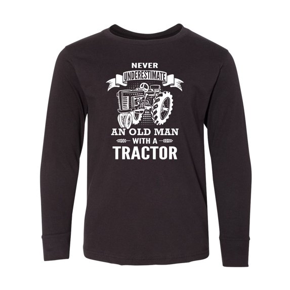 Inktastic Old Man Tractor Long Sleeve Youth T-Shirt