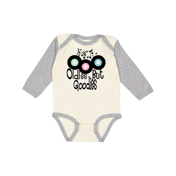 Inktastic Oldies but Goodies Records and Music Notes Boys or Girls Long Sleeve Baby Bodysuit