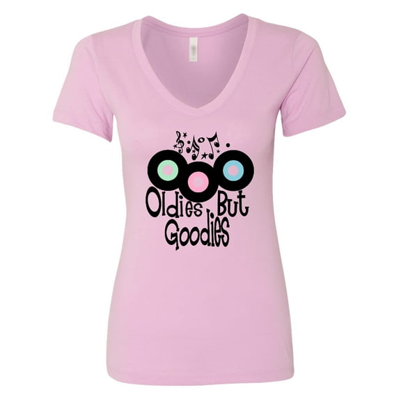 Inktastic Oldies but Goodies Records and Music Notes Women's V-Neck T-Shirt