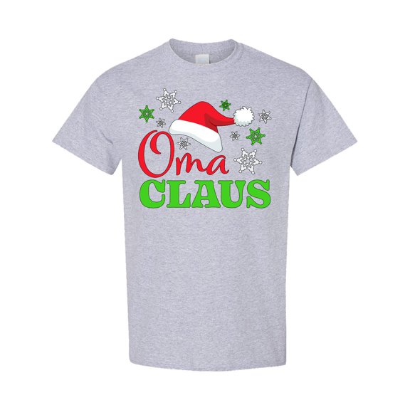 Inktastic Oma Claus with Christmas Santa Hat and Snowflakes T-Shirt