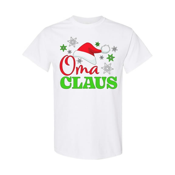 Inktastic Oma Claus with Christmas Santa Hat and Snowflakes T-Shirt