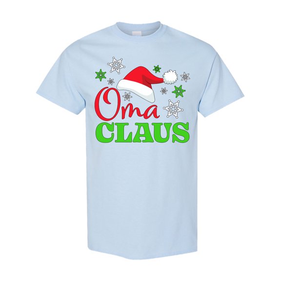 Inktastic Oma Claus with Christmas Santa Hat and Snowflakes T-Shirt