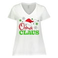 thumbnail image 1 of Inktastic Oma Claus with Christmas Santa Hat and Snowflakes Women's Plus Size V-Neck T-Shirt, 1 of 5