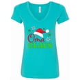 thumbnail image 1 of Inktastic Oma Claus with Christmas Santa Hat and Snowflakes Women's V-Neck T-Shirt, 1 of 5