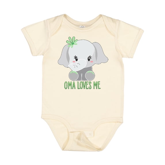 Inktastic Oma Loves Me Cute Baby Elephant Boys or Girls Baby Bodysuit