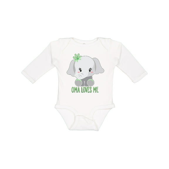 Inktastic Oma Loves Me Cute Baby Elephant Boys or Girls Long Sleeve Baby Bodysuit