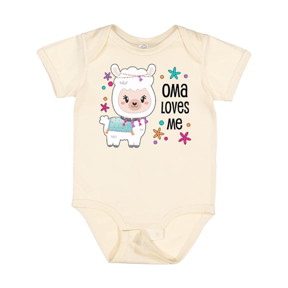 Inktastic Oma Loves Me Cute and Happy Llama Boys or Girls Baby Bodysuit