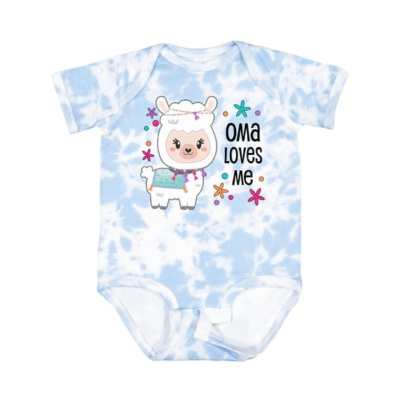 Inktastic Oma Loves Me Cute and Happy Llama Boys or Girls Baby Bodysuit