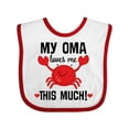 thumbnail image 1 of Inktastic Oma Loves Me Grandson Boys or Girls Baby Bib, 1 of 4