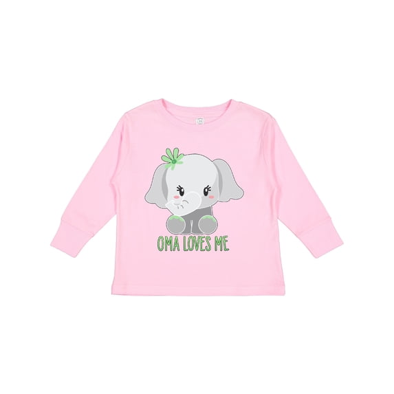 Inktastic Oma Loves Me- cute elephant Boys or Girls Long Sleeve Toddler T-Shirt
