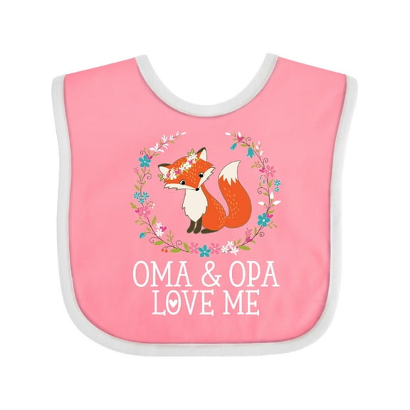 Inktastic Oma and Opa Love Me Girls Cute Fox Girls Baby Bib